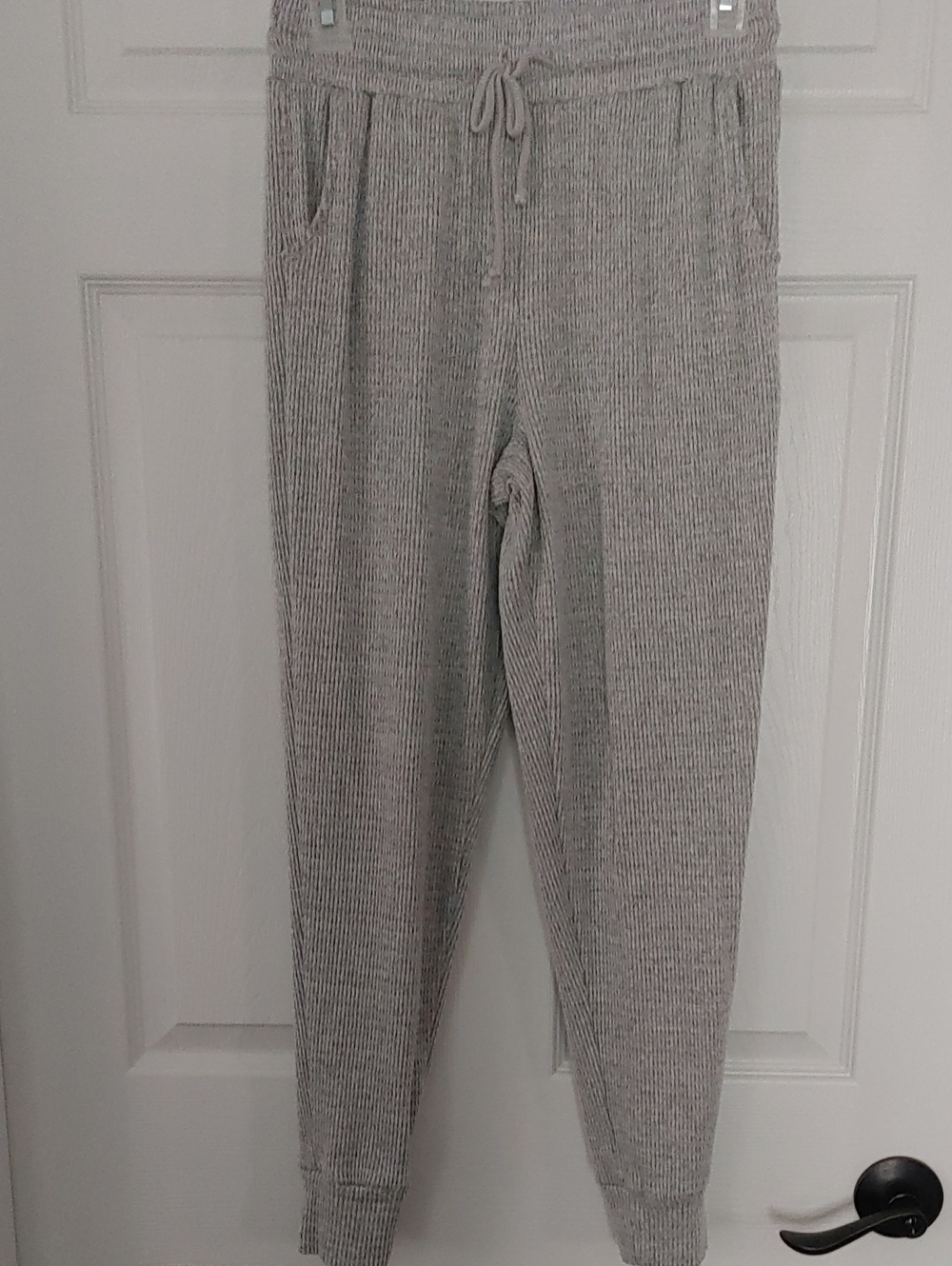 So Lounge Life Sweatpant Grey Waffle Knit Womens XS Drawstring Waist